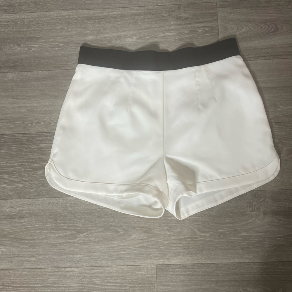 Women's Highwaist White Shorts with Black Waistband